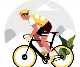 Cyclist painting colorful flat cartoon character vector