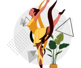 Ballerina dancing gesture cartoon character vector