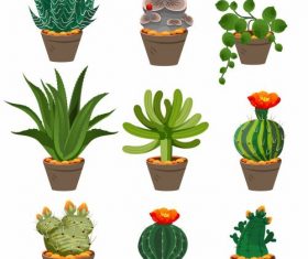 Decorative plant pot icons colorful vector