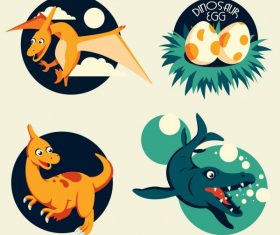 Dinaosaur icons pteranodon cartoon vector