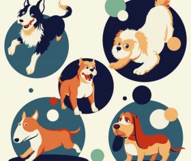 Dogs species icons cute cartoon characters vector