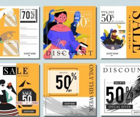 Sale banner templates colored classical vectors