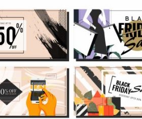 Black friday banners classical grunge products set vector