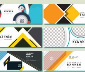 Corporate banners templates modern flat colorful geometric vector