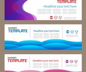 Corporate banner templates bright modern colored curves vector