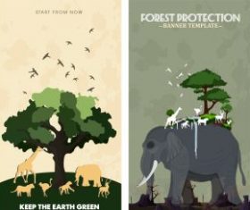 Environment banner templates nature emblems classical vector