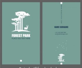 Business card template forest elements plain silhouette vector