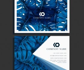 Business card template blue leaves vector graphics