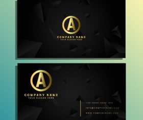 Business card template dark dynamic 3d pyramid vector