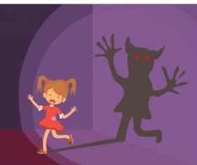 Childhood scary background girl ghost silhouette vector