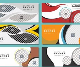 Corporate banners templates modern colorful flat checkered vector design