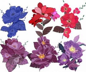 Flowers icons colored classical vector