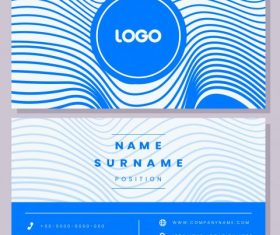 Business card template blue illusive curves vector