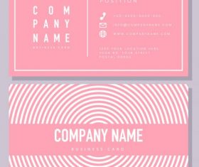 Business card template pink flat symmetric rounded curves vector