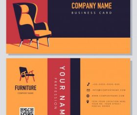 Business card template furniture chair colorful design vectors