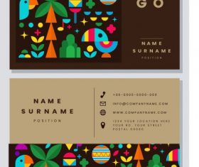 Business card template colorful flat natural emblems vector design