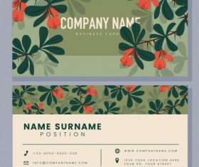 Business card template colored flowers classical vector