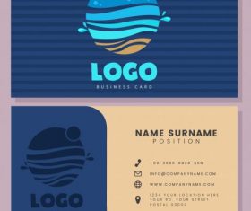 Business card template sea wave logo flat vector