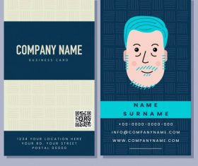 Business card template old man handdrawn vector