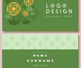 Business card template flower green flat vector
