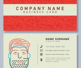 Business card template handdrawn man face shiny vector