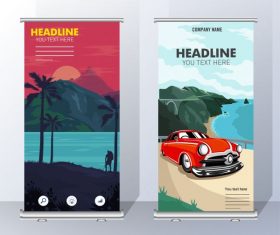 Travel banners scenery scenes vertical vector