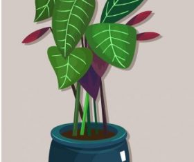 Decorative plant pot painting shiny colored vector