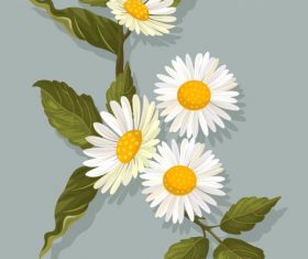 Flower painting colored retro blooming illustration vector