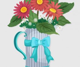 Decorative flowerpot glass colorful set vector
