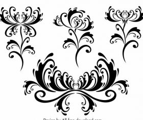 Decorative flora templates classical symmetric curves vector