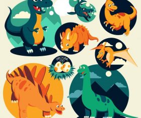 Dinosaur icons colored cartoon characters vector