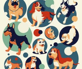 Dog species icons cute cartoon vector