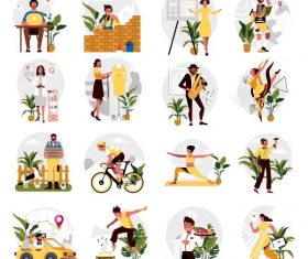 Occupation icons human activities cartoon characters vector