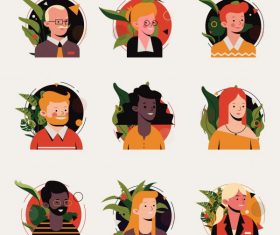 Human avatar icons colored cartoon characters vector