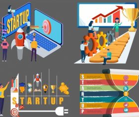 Startup concept inforgraphic templates colorful modern vector