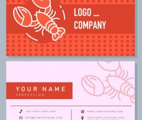 Business card template lobster flat handdrawn set vector