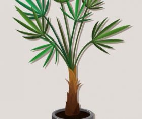 Tree pot needle leaves colored 3d shiny vector