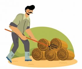 Farming painting farmer straw cartoon vector design