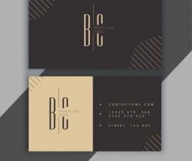 Business card template dark flat simple vector