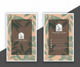 Business card template blurred leaves vertical vectors material