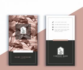 Business card template leaves vector