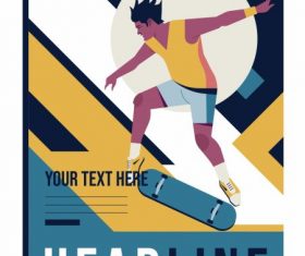 Skating sport banner motion colorful vector