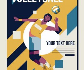 Volley ball poster athlete colorful vector design