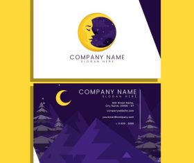 Business card template mountain scene moon vector design