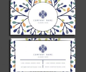 Business card template bright colorful flat leaves vector