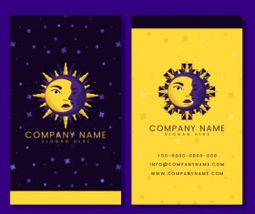Business card template with moon sun vector