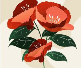 Flower painting colored retro vector