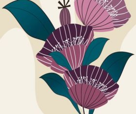 Decorative flower painting colored classical vector
