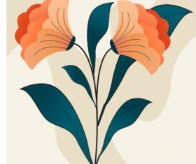 Flower painting colored flat vector