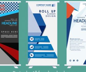 Company banner templates rolled up shape modern design vectors